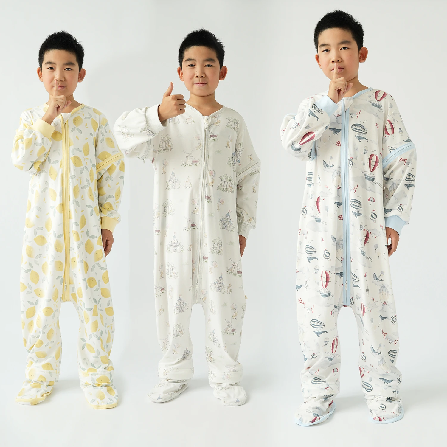 Summer Cartoon Gauze Split Leg Sleepsack Children's Jumpsuit Pajamas Spring And Autumn Temperature 26℃