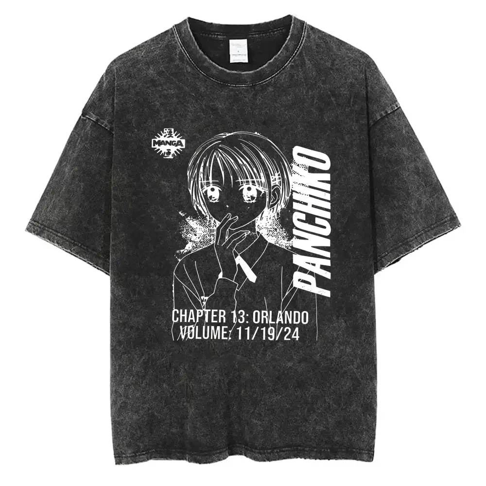 Gewaschenes Vintage Rockband Panchiko Tour 2026 T-Shirt für Männer und Frauen, Lässiges Baumwoll-T-Shirt, Herren Gothic Oversized T-Shirts Streetwear – Detail 6