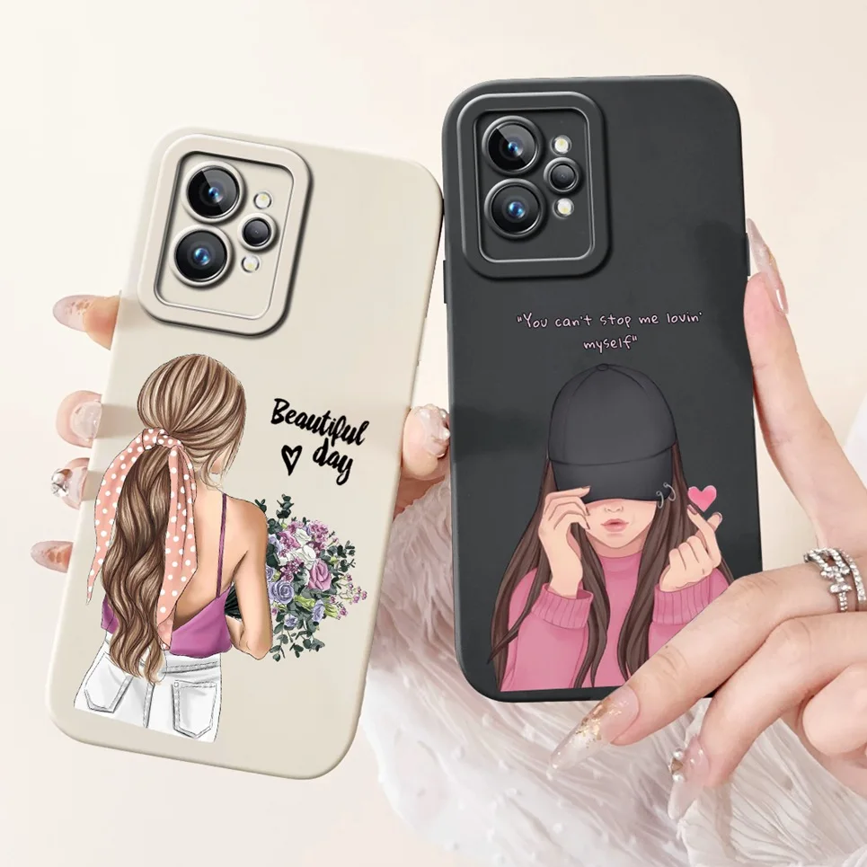 Love Heart Girly Phone Cover For Realme GT2 Pro Case Realme GT Neo2 GT2 GT Neo 3T Funda Soft Matte Silicone Lens Protection Capa