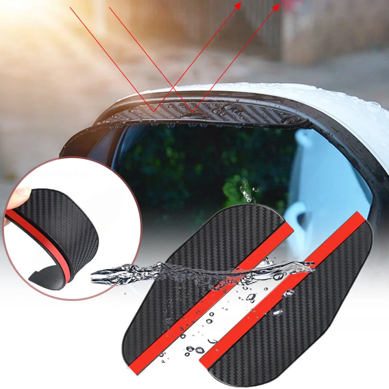 2pcs Car Rearview Mirror Rain Shield Rain Eyebrow Rain Cover Universal Carbon Fiber Rear View Side Mirror Rain Eyebrow Shield