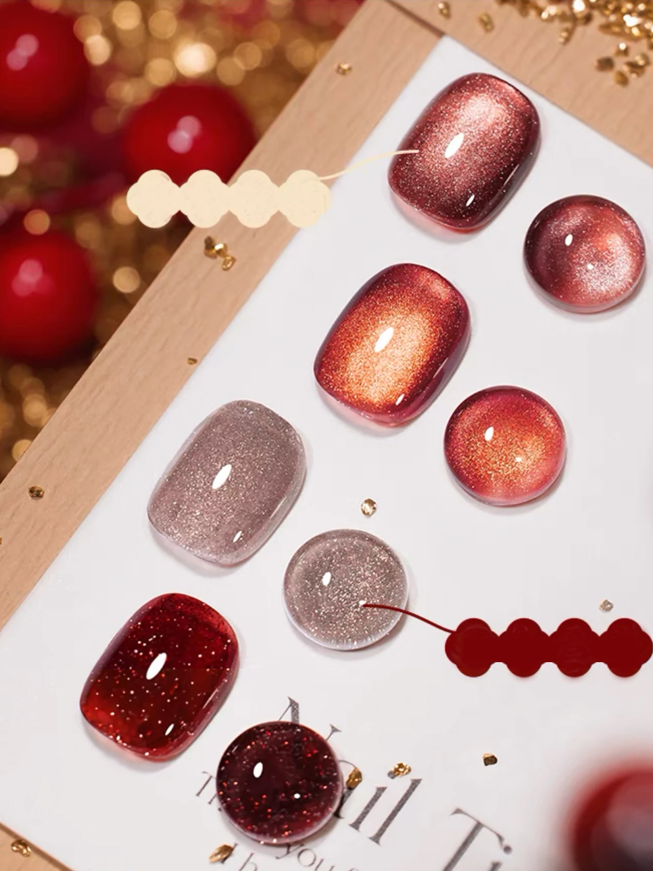 2025 nuevo 1/12 Uds otoño e invierno arte de uñas Año nuevo brillo fino rojo diamante triturado vino cristal rojo ojo de gato esmalte de uñas en Gel