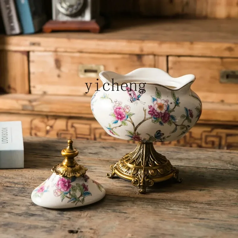 retro Ceramic General Storage Tank, High-end Home Jewelry Ornament, Jewelry Box, Candy Storage.