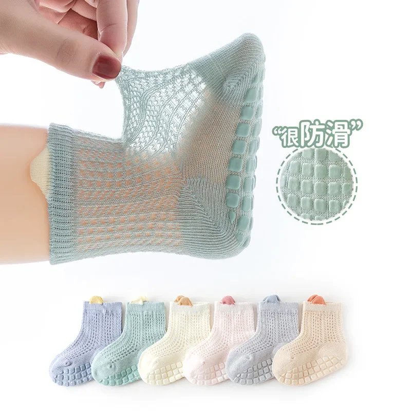 Custom design logo OEM Summer pure color knit ankle 100 cotton recycled cute baby unisex bombas fashion Kids grip toddler socks