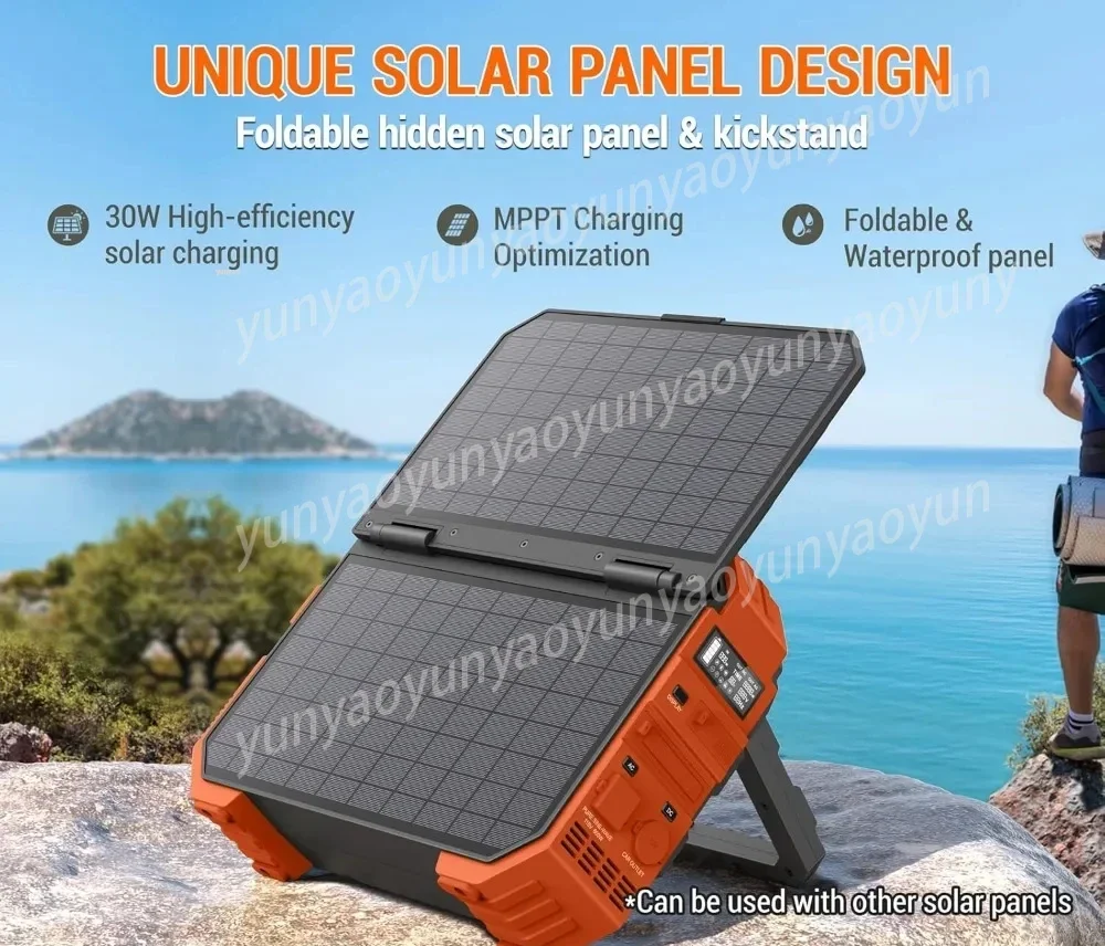 

Tt Portable Power Station with Built-in Solar Panel LiFePO4 Battery Pack Solar Generator for Outdoor Camping RV Travel