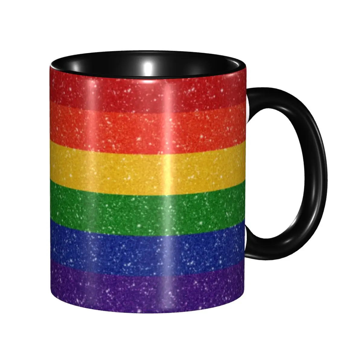 

Faux Glitter Rainbow Pride Flag Coffee Mugs DIY Customized LGBT Gay Lesbian Ceramic Milk Tea Mug