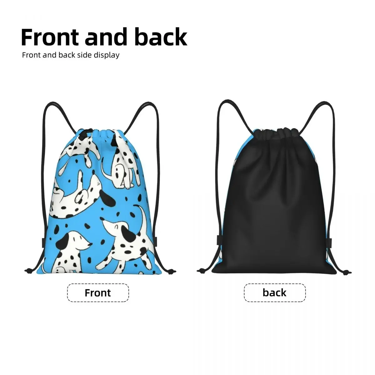 Mochila com cordão para amantes de cães Dálmatas, Pacote leve para academia, Sacos esportivos para treinamento, Padrão de cães fofos