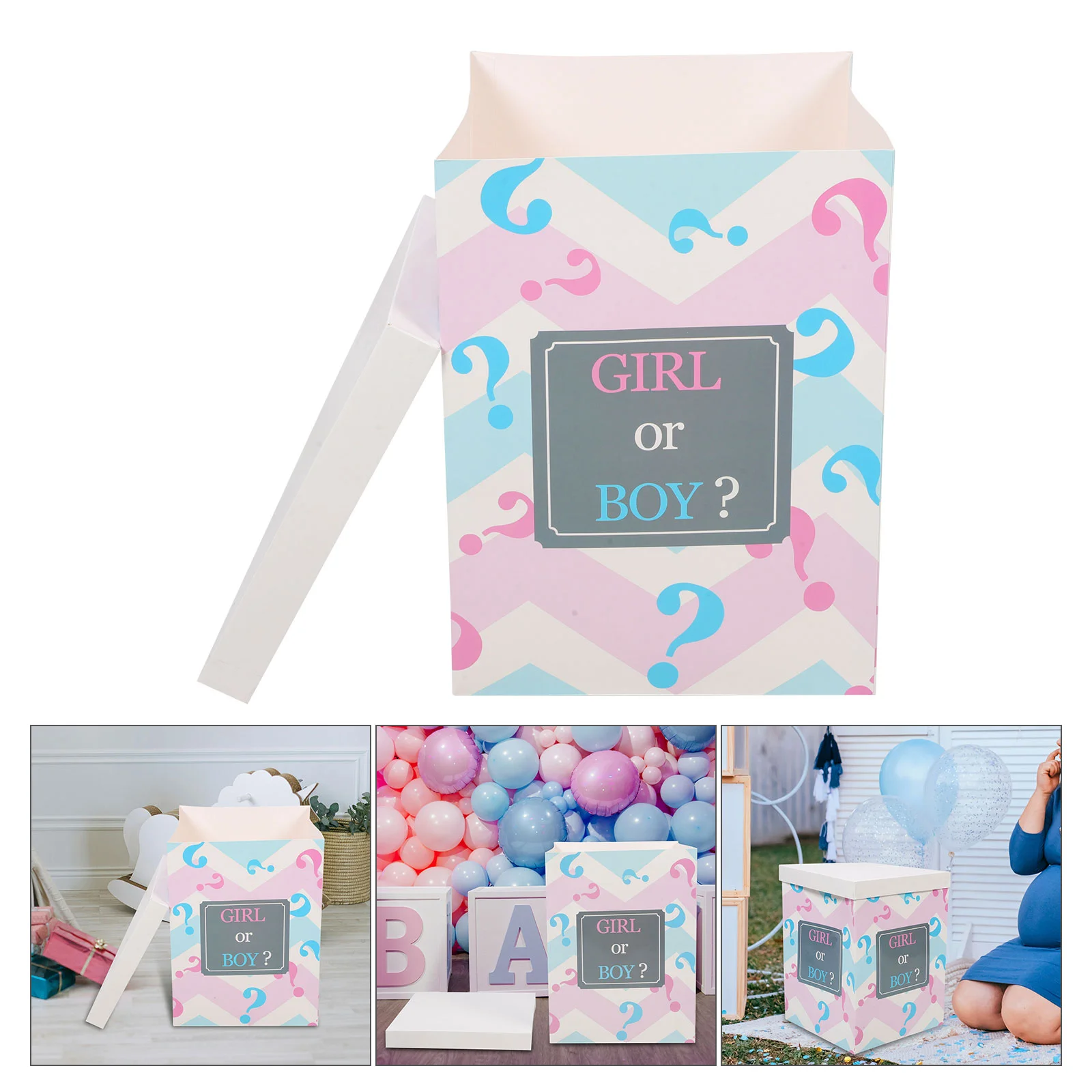 

Box Eye-catching Decoration Balloon Baby Shower Blocks Boxes for Cake Gender Reveal Paper Letter