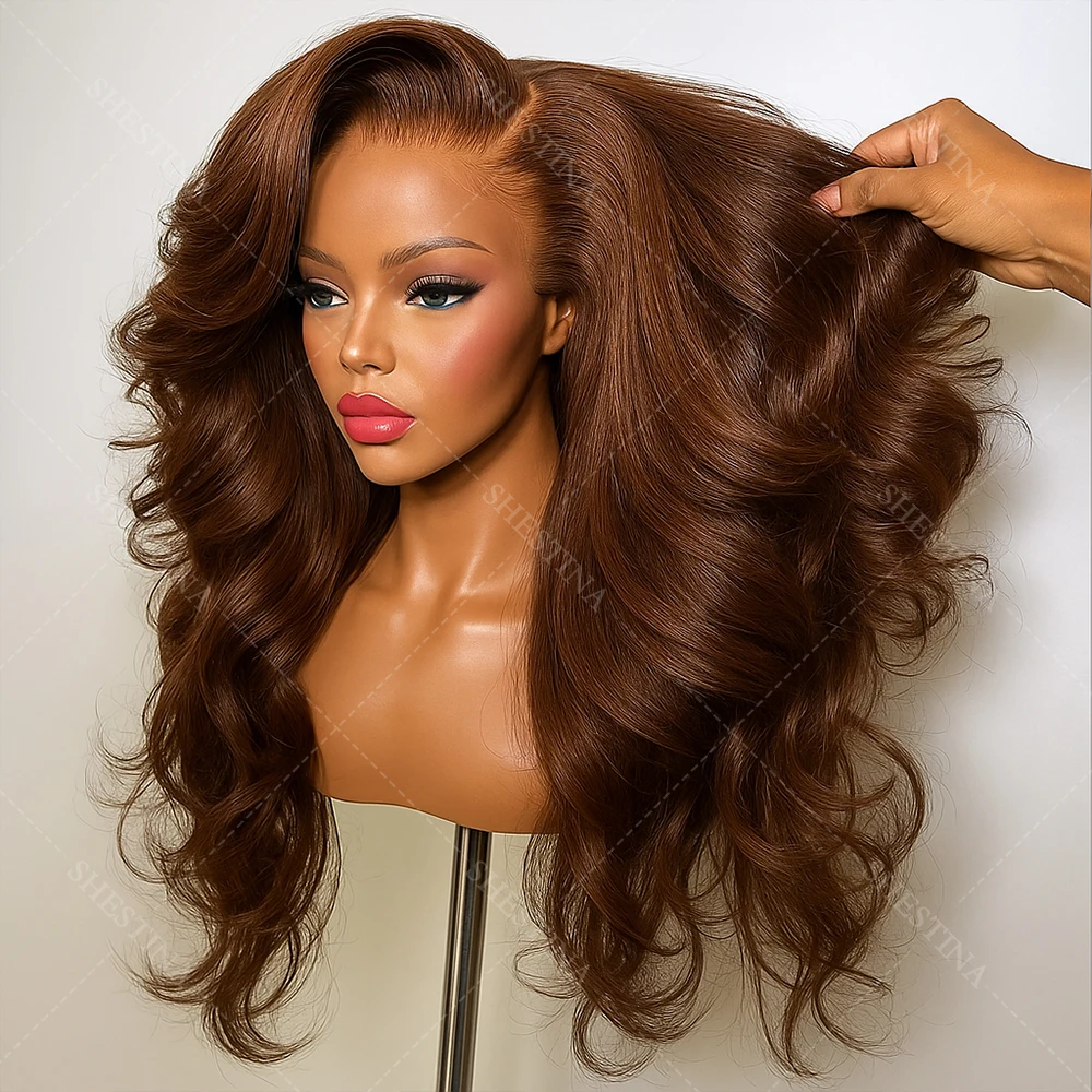 

Chocolate Brown 13x4 Lace Front Wig Brazilian Pre Plucked 13x6 Lace Dark Brown Wig Body Wave Human Hair 4x4 Lace Closure Wigs