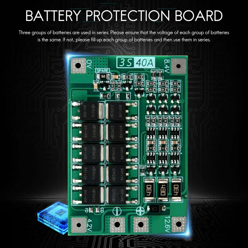 3S 40A For Screwdriver 12V Li-Ion 18650 Bms Pcm Battery Protection Board Bms Pcm With Balance Liion Battery Cell Pack Module