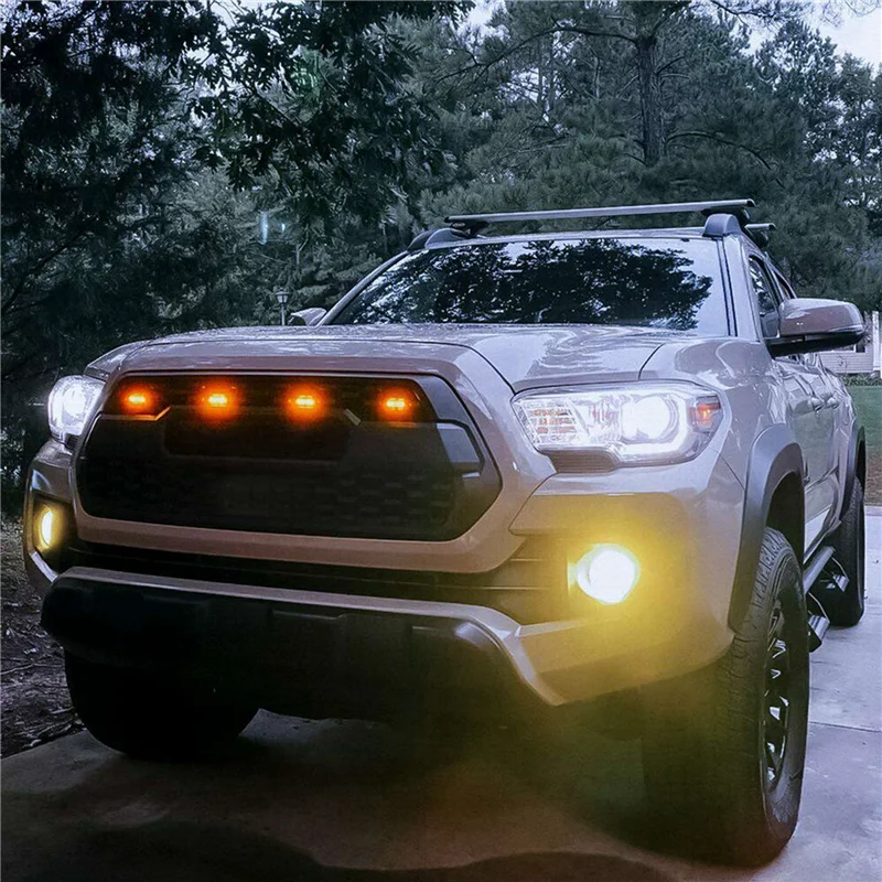 

5X Plug & PLAY Car LED Front Grille Smoked Amber Light Daytime Running Lights Lamp For Universal Pickup Truck Sedan-A04U