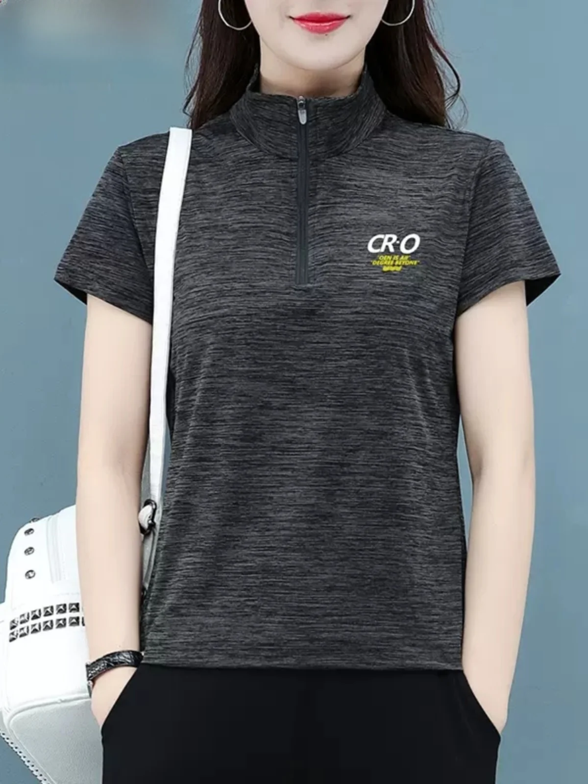 아이스 실크 여성용 티셔츠 러닝 스포츠 피트니스 엄마 여름옷 2024 신상 중년 여성 루즈핏 상의