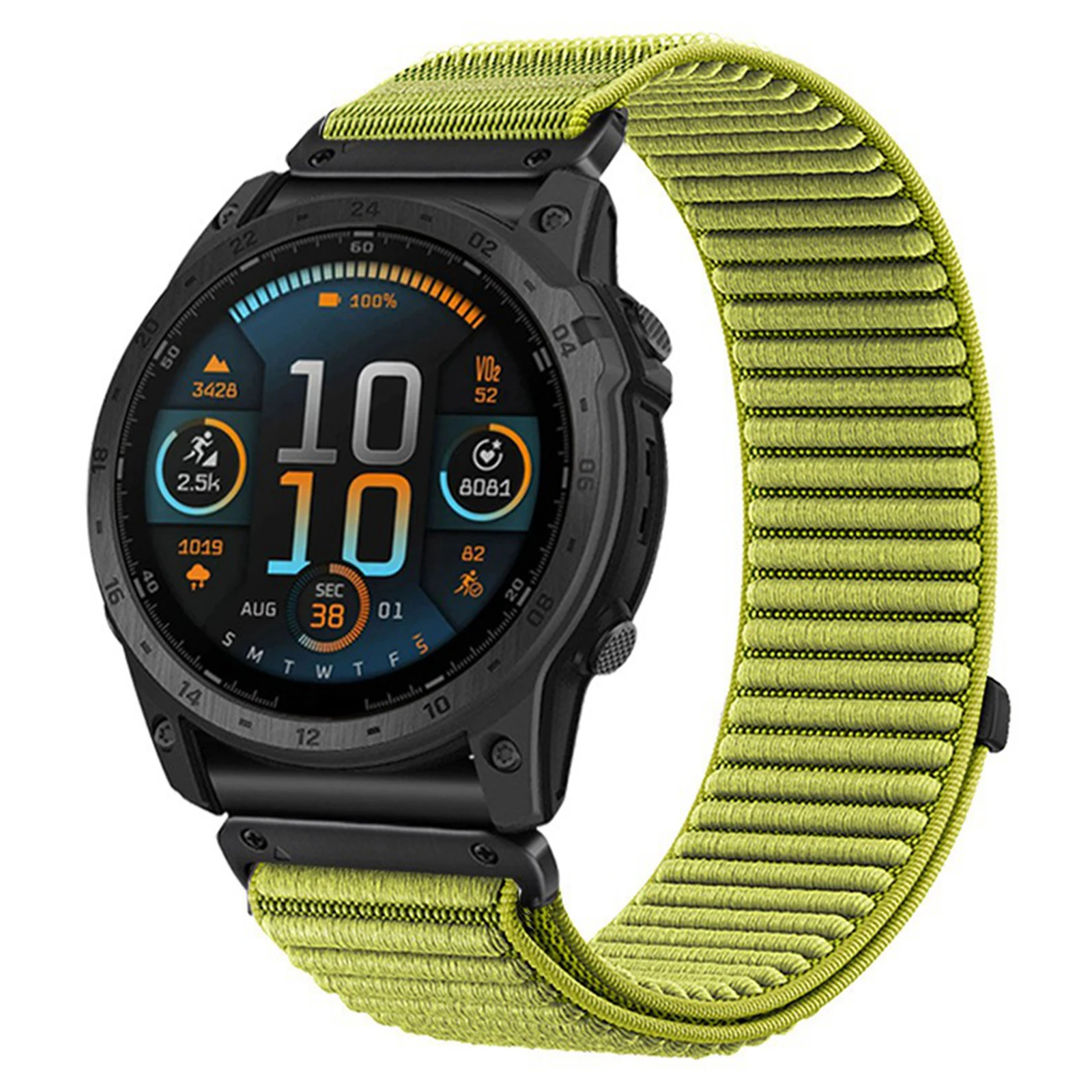QuickFit 20mm Magic Tape Band for Garmin Fenix 8 43mm / Fenix 7S / Instinct 2S Nylon Woven Loop Watch Strap - Wilderness Green