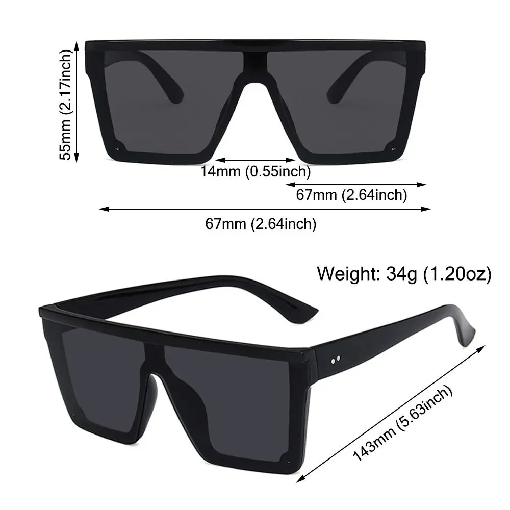 Vintage Cool Oversized Sunglasses One Piece UV400 Protection Flat Top Sun Glasses Eyewear for Women & Men