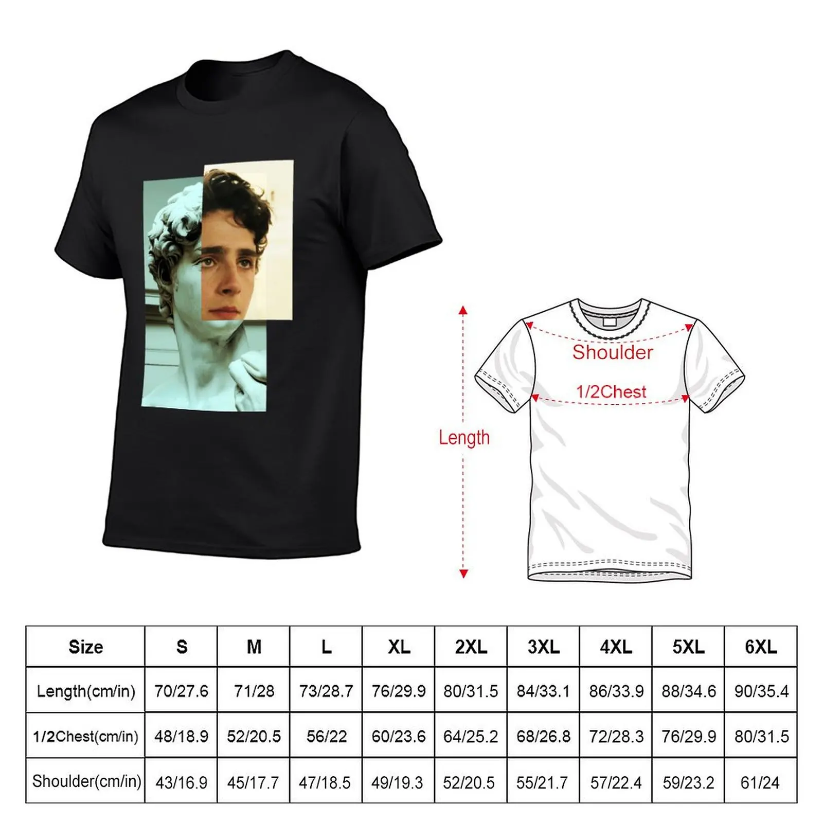 Timothee Chalamet als David Statue \ t T-Shirt schwarz Rohlinge Sport fans T-Shirts für Männer Grafik