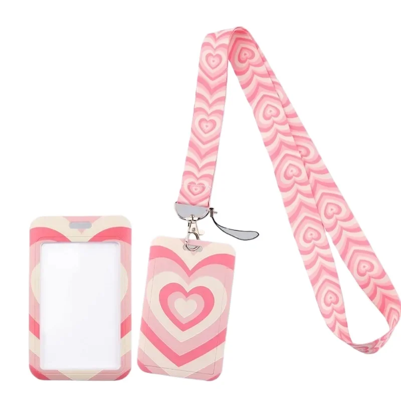 Love Heart Series Colorful Lanyards ID Badge Holder Keychain Key Holder Hang Rope Keyrings Accessories For Family Friends Gifts