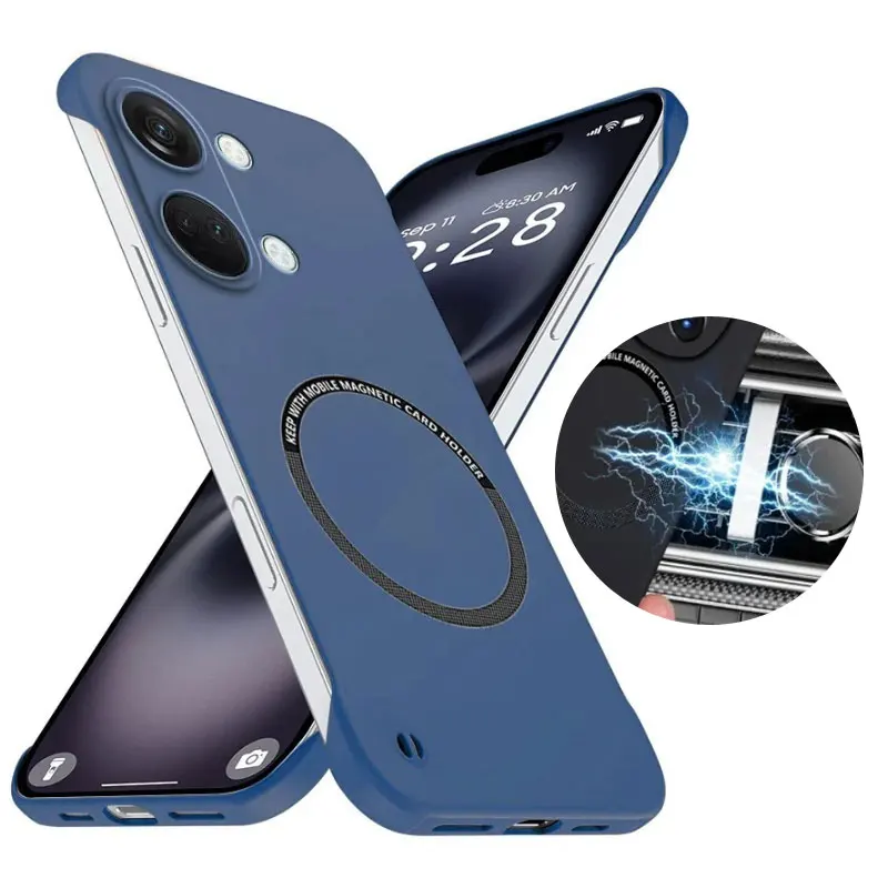 Magnetische kabellose Ladehülle für POCO X8 Pro Max für Magsafe Rahmenlose Hartschalen-Handyrückabdeckung für Redmi Turbo 5 Max Bumper