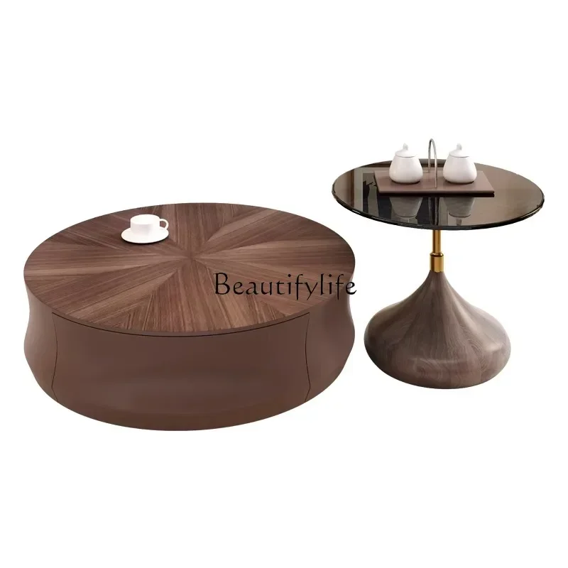 

S Y New Italian High-Grade Light Luxury Living Room round Tea Table Side Table Combination Minimalist Modern Minimalist