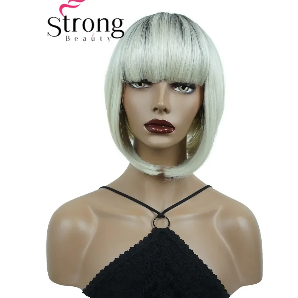 Women\'s Wig Bob Short Straight Hair Synthetic Hair Blonde Wigs Ombre Dark roots StrongBeauty