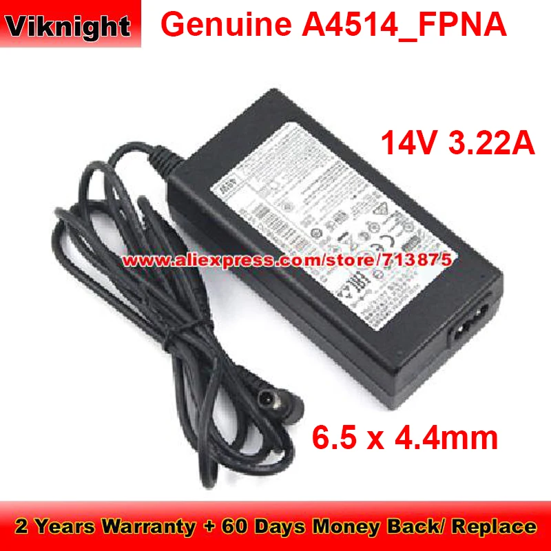 

Genuine 14V 3.22A Ac Adapter for Samsung A4514_FPNA V24F39SFEX LS27D590CS/ZA LU28E590DS CF390 CF591 LU28E510DS T24D391 HW-J250