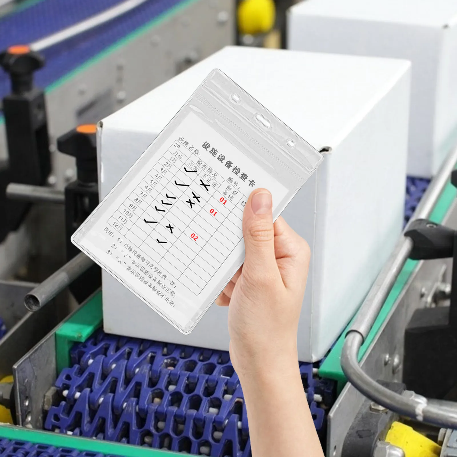 20セット産業機器検査ラベル再利用可能な防水スリーブ、施設メンテナンス追跡カード用