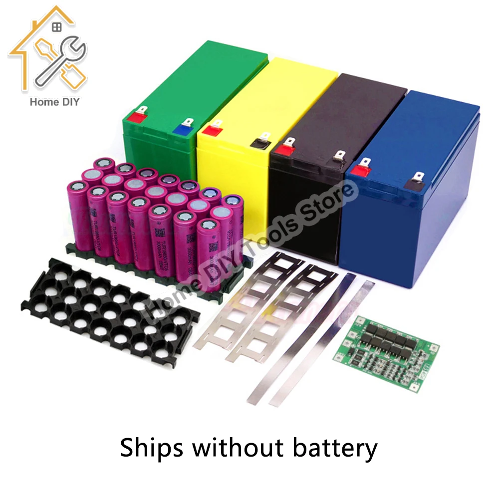 Bateria Case para 18650 Células Caixa Vazia com Suporte e Tira de Níquel Caixa de Armazenamento de Bateria Faça Você Mesmo Ferramenta Elétrica Shell da Bateria 12v 7ah