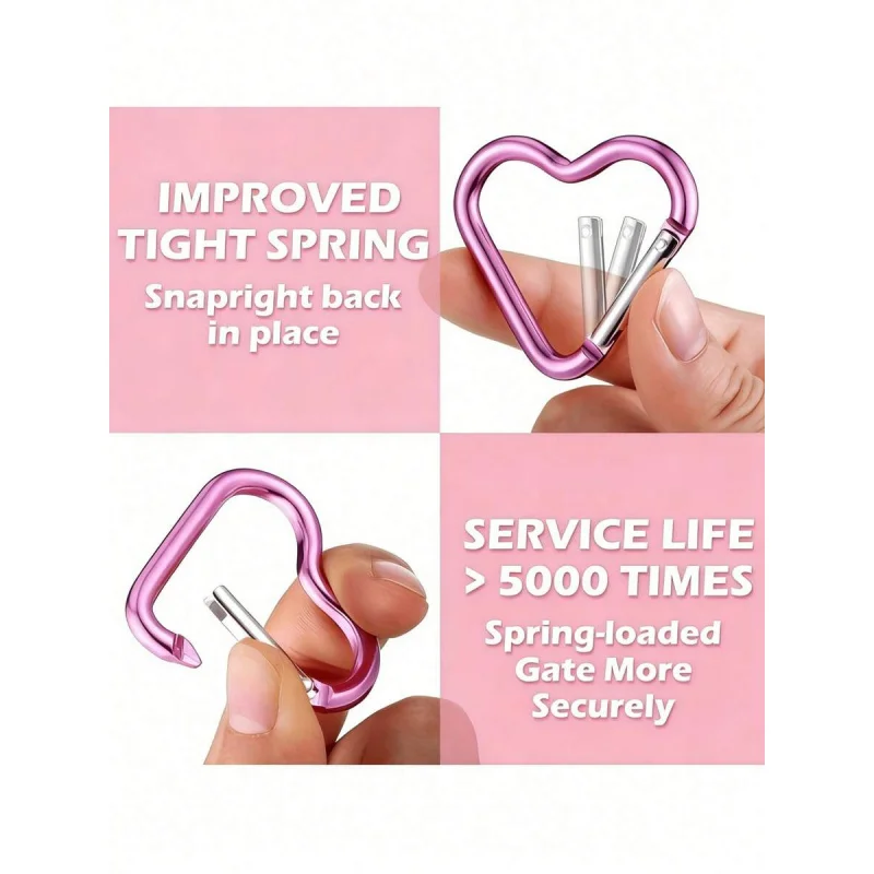 5pcs Heart-Shaped Spring Hook, Aluminum Alloy Carabiners For Men And Women, Use For Outdoor Climbing, image 5