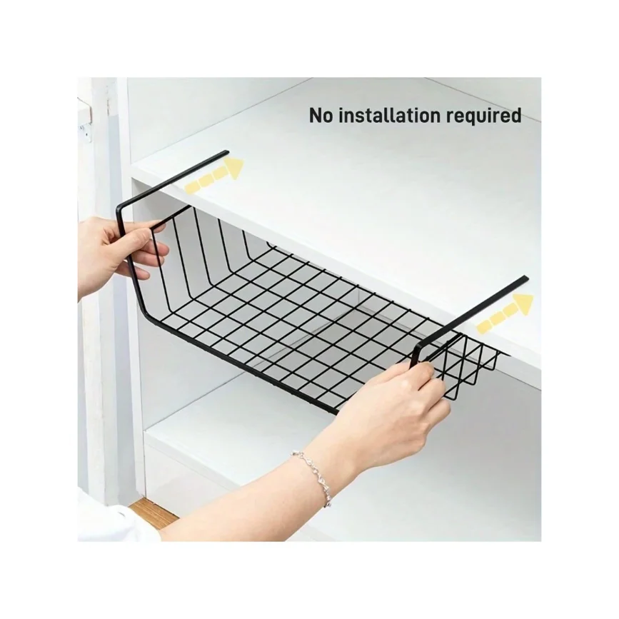 1pc under table hanging multi-layer storage basket, student dormitory wardrobe desktop storage rack, kitchen seasoning rack