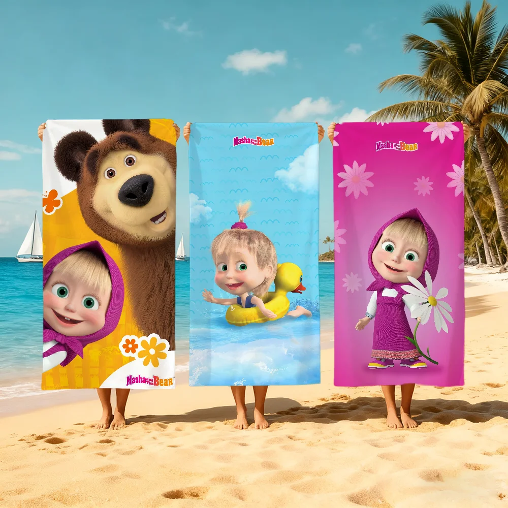 M-Masha and the B-Bear Towel Beach Quick Dry Soft Pool Towels Gift for Travel Gym Shower Camping Sports