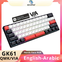 SKYLOONG GK61 Arabic Keyboard QMK/VIA 60% Low Profil Wired Computer Mechanical Game Keyboard PBT Keycap North Face RGB LED