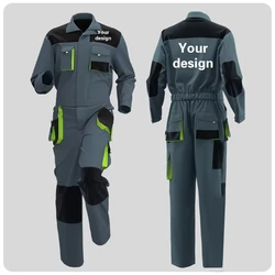 Men'S Workshop Work Suit Multi pocket Coveralls Print logo Electrician Welder Maintenance Construction Worker Painter Jacket