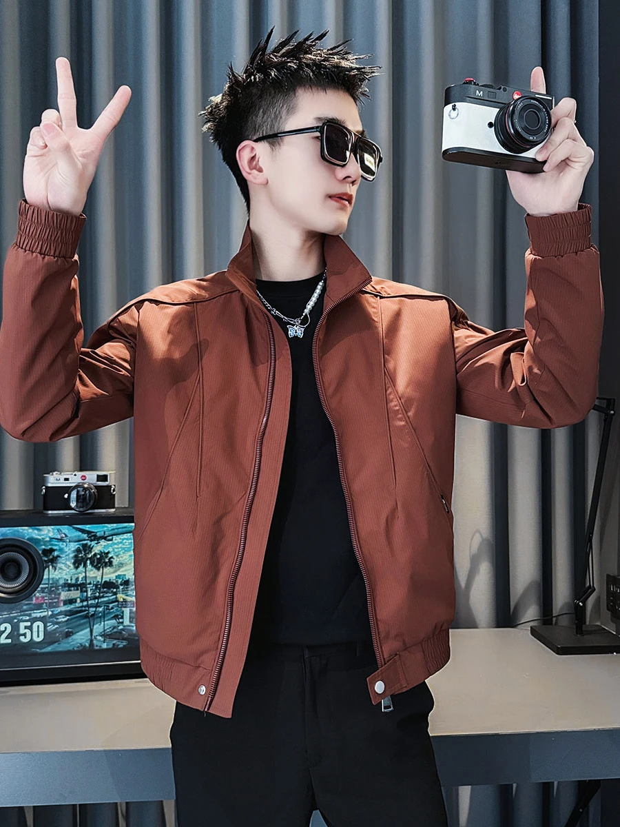 عارضة الوقوف طوق الرجال Jaet ربيع الخريف Faionable الكورية Sle سليم صالح مكافحة الرياح البوليستر طويل Sve سستة إغلاق