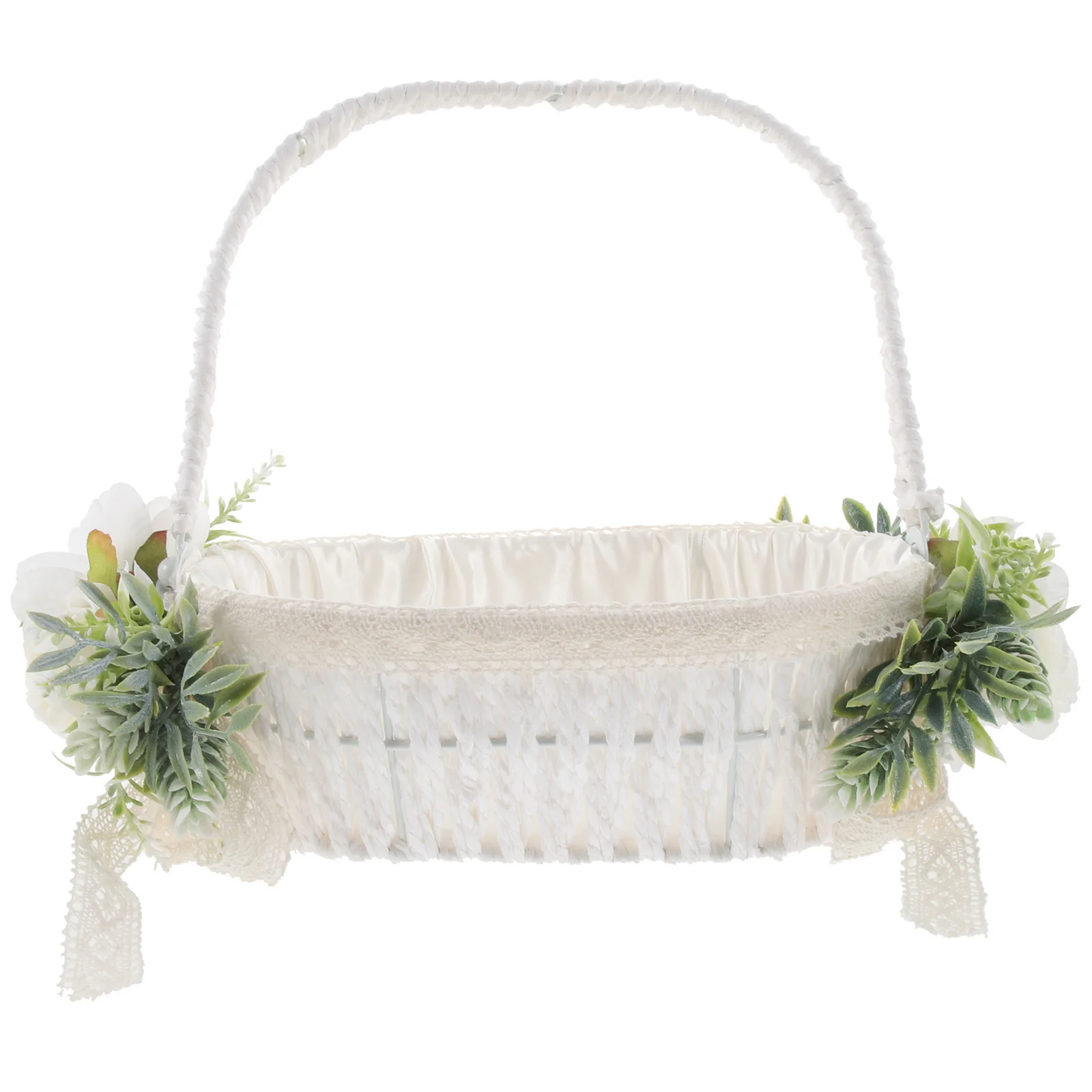 手作り織りフラワーバスケット小さな素朴なウェディングバスケット花パーティーの記念品ギフト収納容器家の装飾