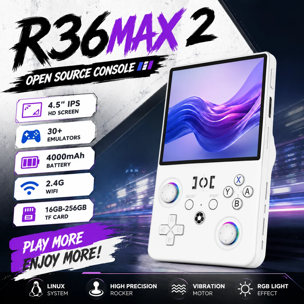 Gaming Console R36 Max - จอแสดงผล IPS ขนาด 4.5 นิ้ว R36