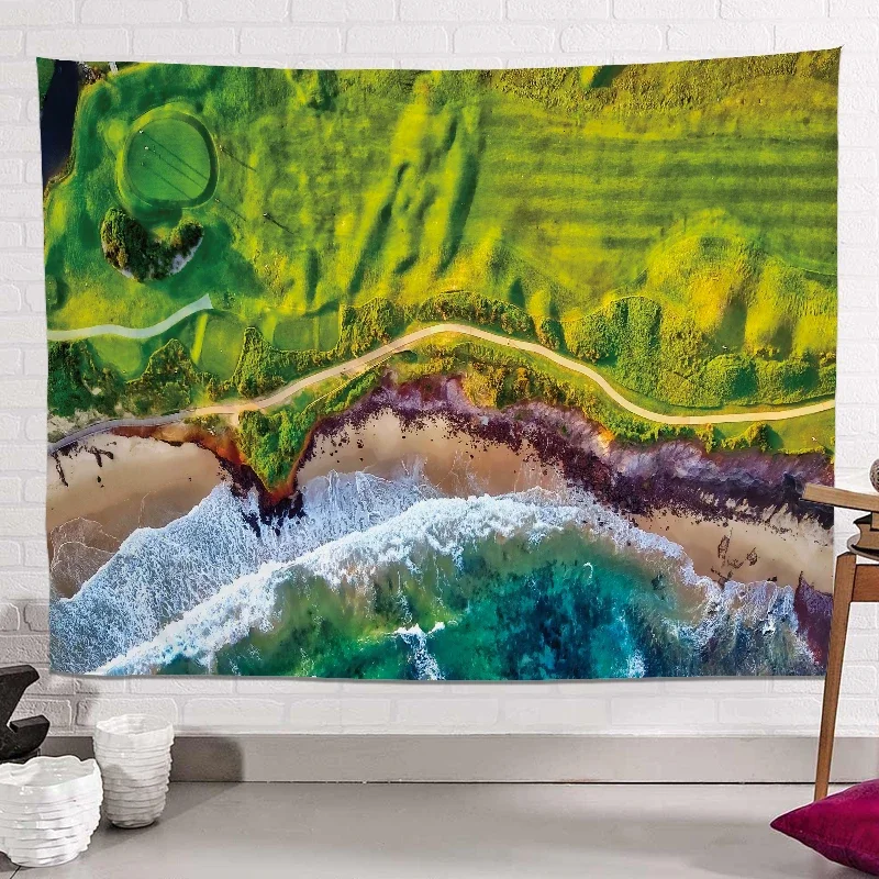 Mountains and Rivers Landscape Tapestry Art Abstract Aesthetic Decoration TRopical Tree Wall Hanging Home Living Room Wall Canva
