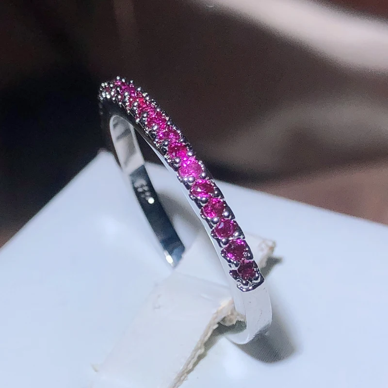 Fashion Slim Women's Ring Full of Small Diamand Pink AAA Cubic Zirconia Stone Wedding Engagement Trendy Jewelry Accessory