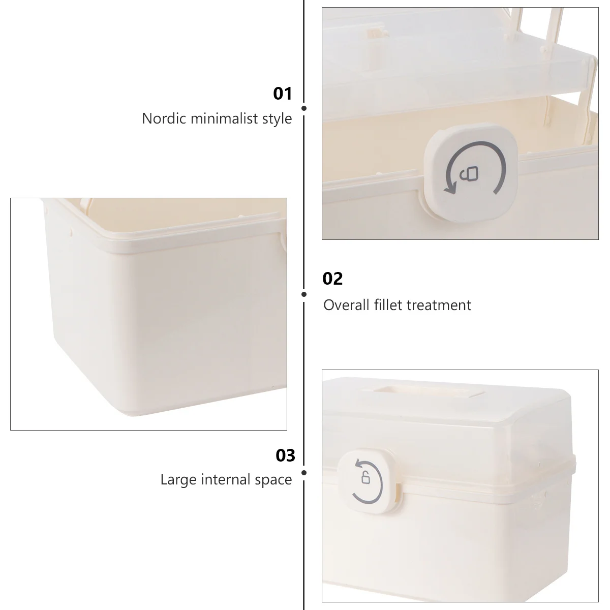 صندوق تخزين الأدوية المتين مع تصميم إبزيم قابل للدوران للاستخدام المنزلي والخارجي، حقيبة تنظيم متعددة الطبقات #5