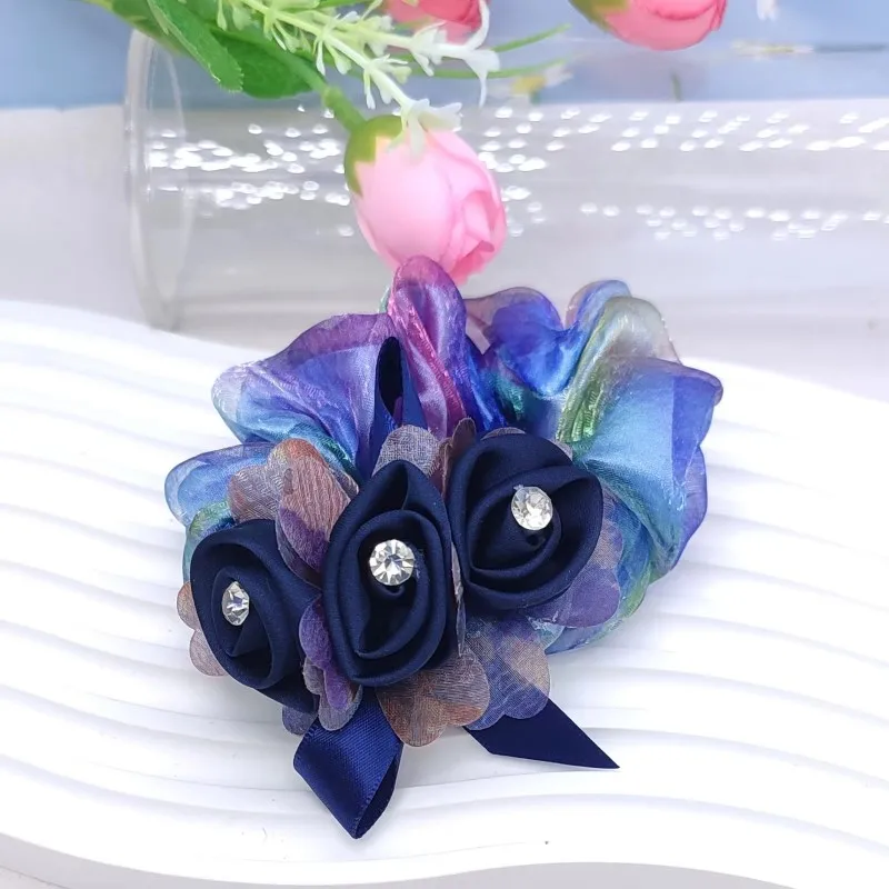 Hair Elastics and Ties Flower Scrunchie Elastic Rubber Band Updo Bun Head Ornament Hair Accessories elegant hair rope