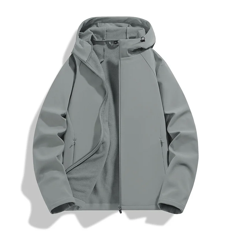 Spring/Autumn New Outdoor Camping Windproof Waterproof Fleece-Lined Fashion Trendy Charge Jacket Men, Softshell Outerwear