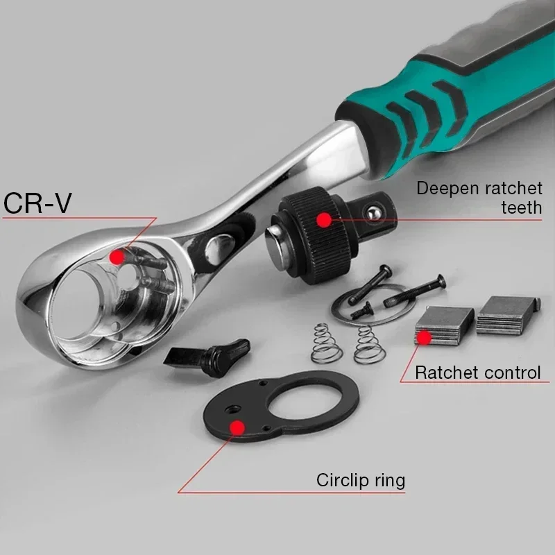 Ratcheting Socket Wrench 72 Teeth Socket Wrench Set Diy Workshop Quick Release Reversible Ratchet curved Car Repair Handle Tools