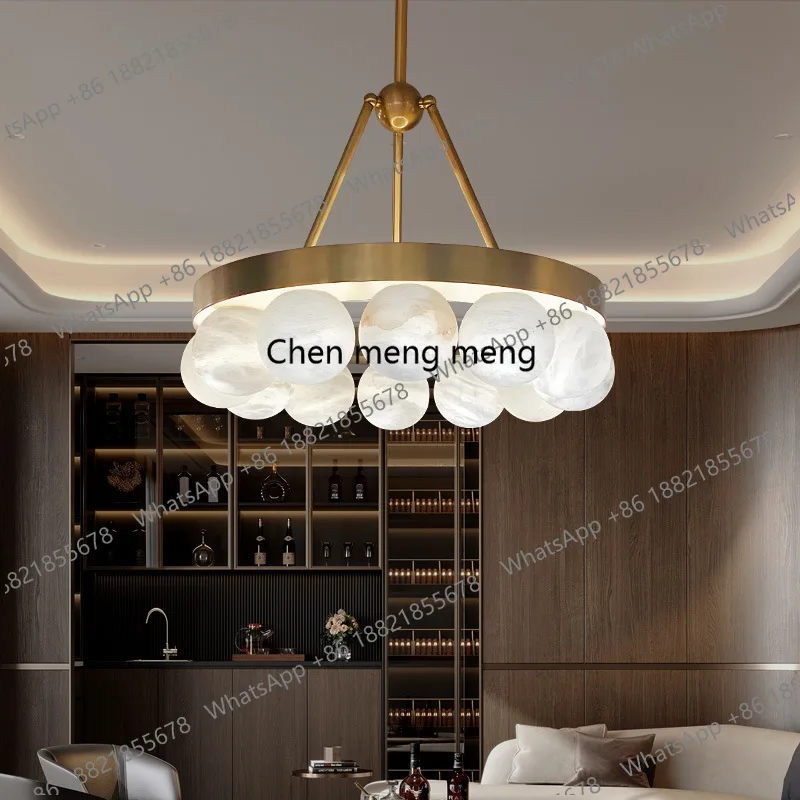 Snowflake stone chandelier living room candle all copper round marble ball dining room bedroom lamp