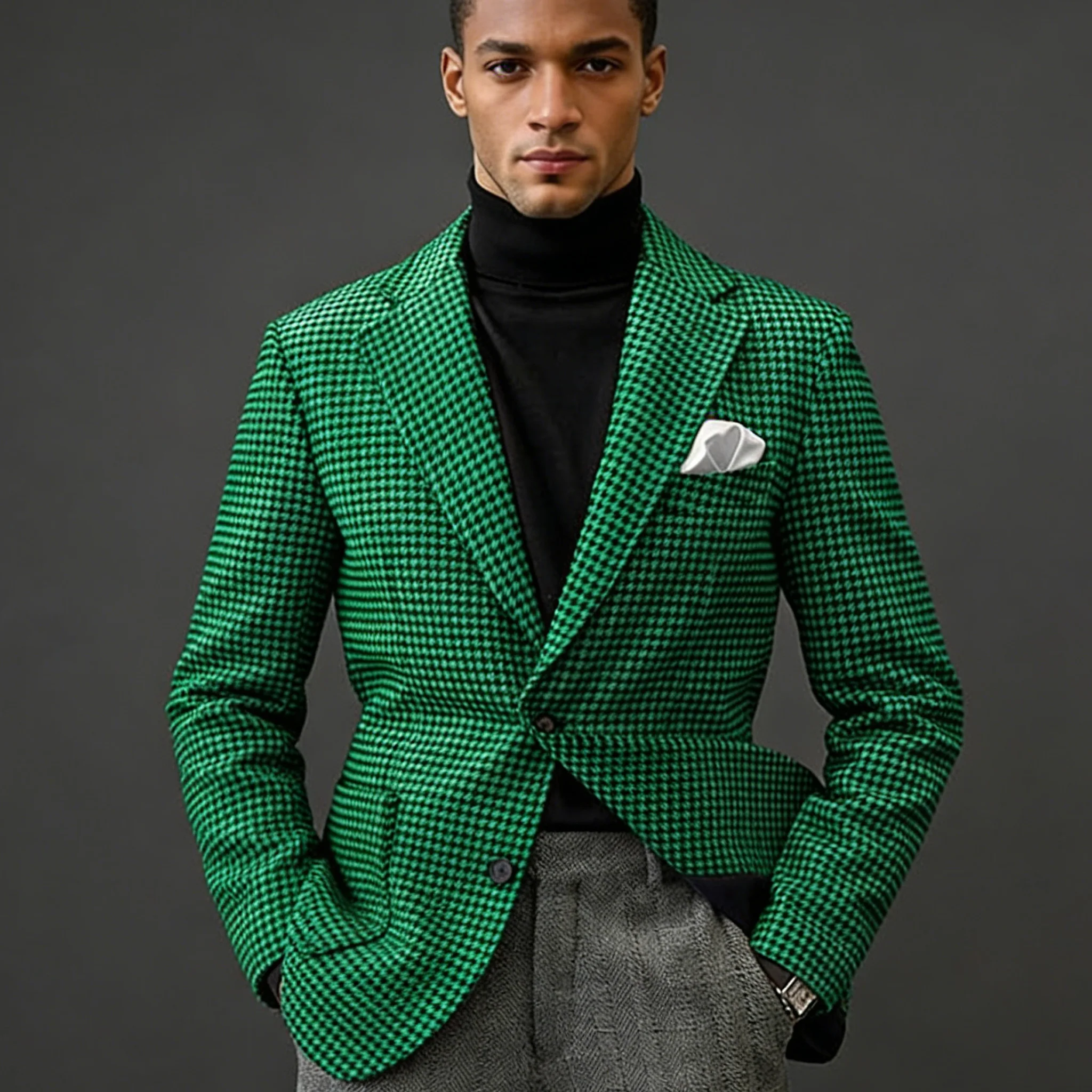 Herren-Blazer aus Kamelvelours mit Leder-Patchwork, Slim Fit, Formeller Casual-Smoking, Zweifarbiger Business-Anzugmantel