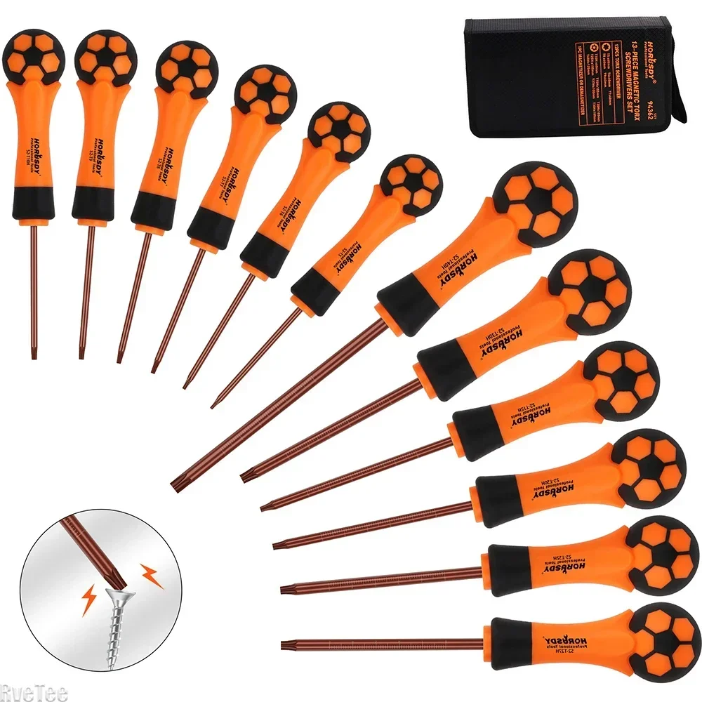 12‑Piece Flower Screwdriver Kit, T‑Type Football‑Shaped Handle with Hole, S2 Steel PP+TPR Grip Professional Repair Tool