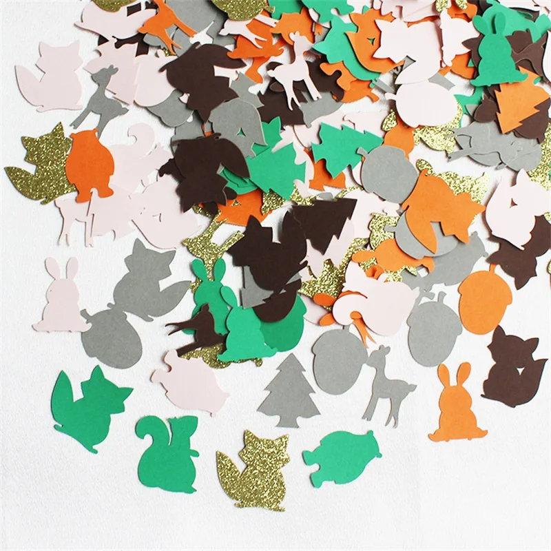 100pcs Animal Confetti 1st First One Year Old Baby Boy Girl Wild Safari Jungle Zoo Animal Birthday Party Decor Photo Prop Gift