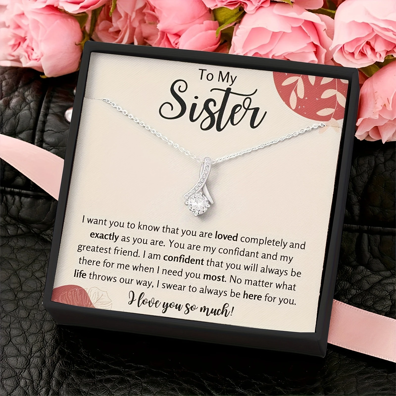 Gift Box Necklace for Sister, Christmas Gift, Birthday Gift, Includes Message Card and Gift Box, New Year Jewelry for Sister view 3