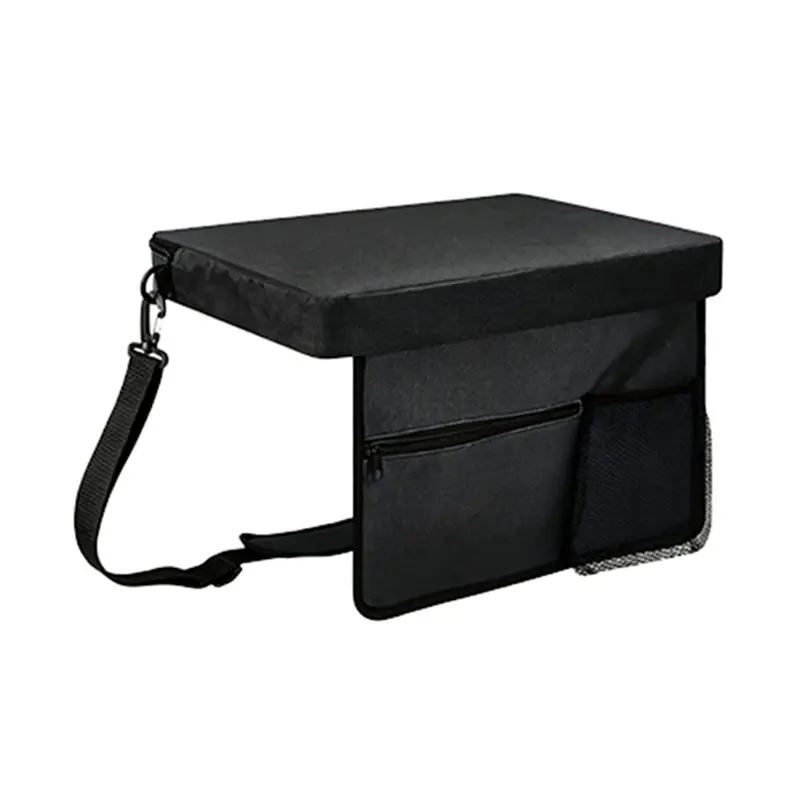 B08B-Portable Stadium Seat Cushions Outdoor Seat Cushions For Sports Events With Handle And Shoulder Strap Oxford Black