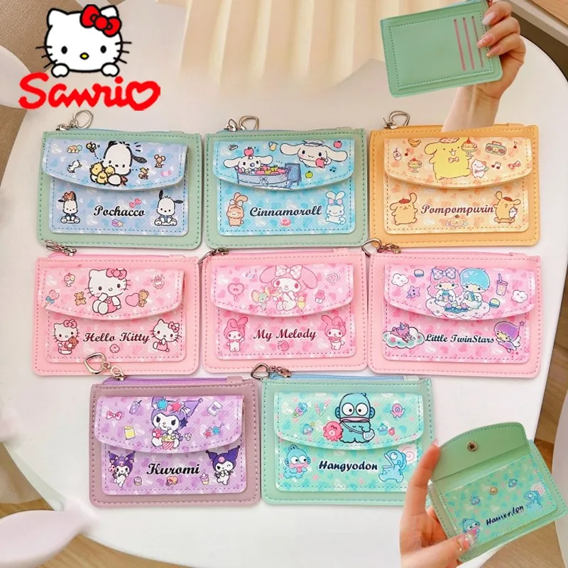 Kawaii Sanrio Hello Kitty Kuromi Coin Purse Cartoon Cute Multifunctional Card Holder Coin Purse Children's Portable Wallet Gifts