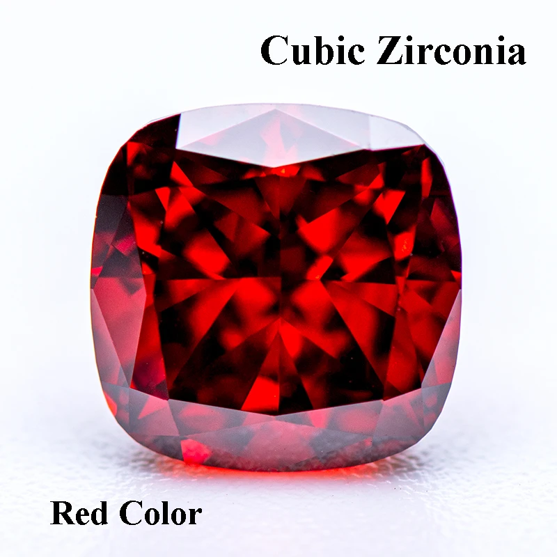 

Cubic Zirconia Crushed Ice Cut Red Color Square Cushion Shape Charms Beads for Diy Jewelry Making Rings Materials No Certificate