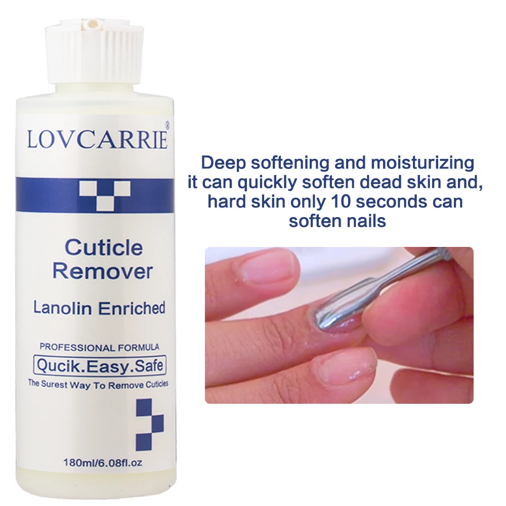 LOVCARRIE 180ML Cuticle Remover Softener Liquid With Lanolin Enriched Quick Easy Fast Cuticles Strengthening Callus Remover Gel