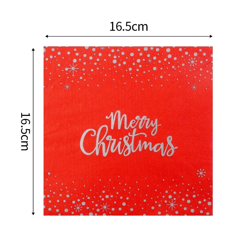 20pcs 25/33cm 2Layer Christmas Red Printed Napkins Party Atmosphere Decorative Paper Creative Painting Paper DIY Decoupage Paper