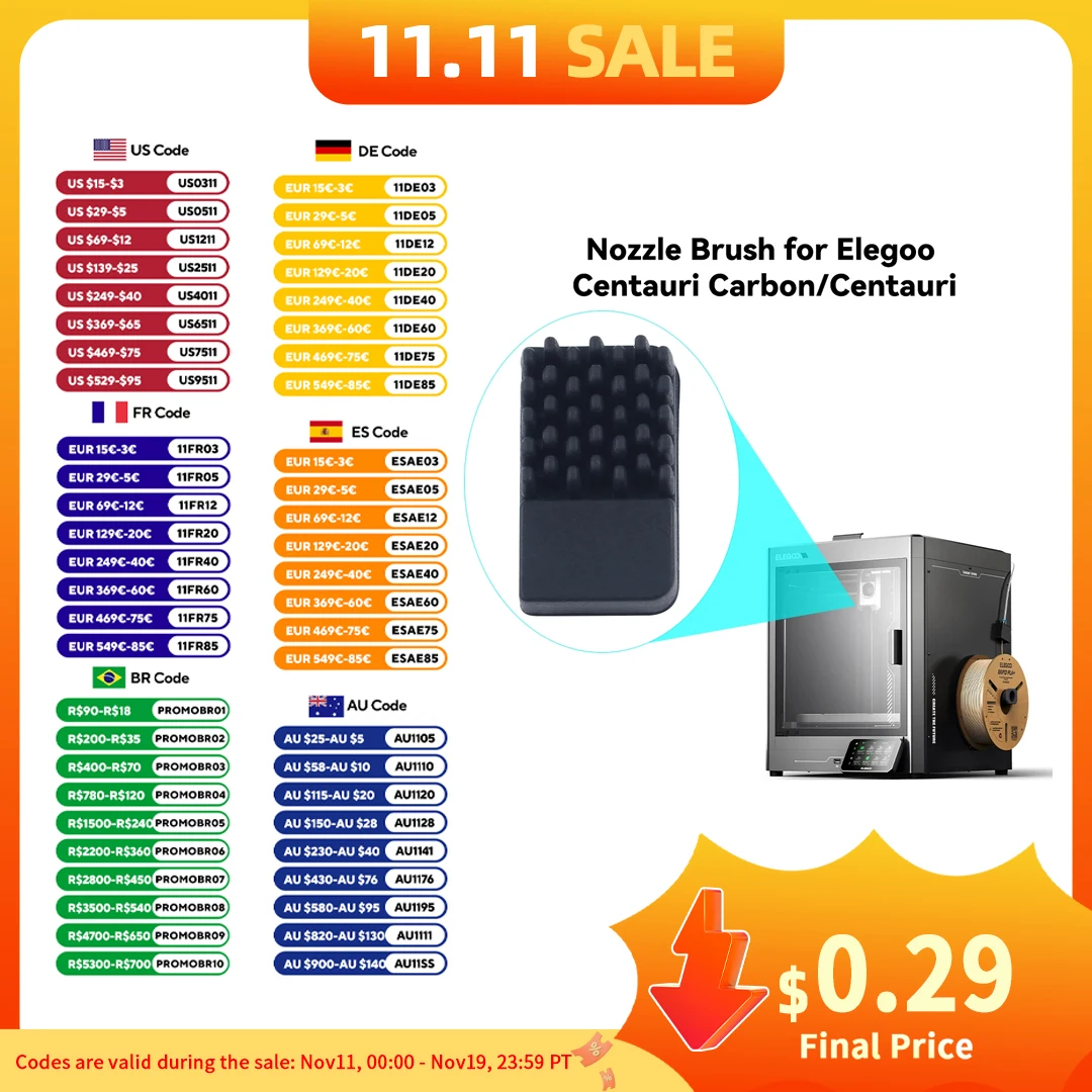 Toaiot – brosse d'essuie-glace en Silicone, épurateurs montés sur foyer pour Elegoo Centauri, outil de nettoyage en carbone/Centauri